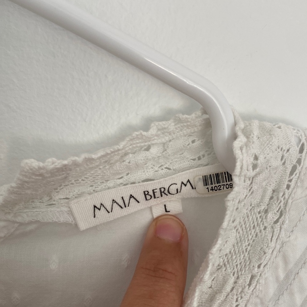 Maia Bergman Mery White Cotton Ruffle Mini Dress - Picture 13 of 14
